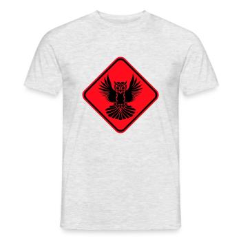 hibou Avertissement Zone de danger Panneau Note Attention - T-shirt homme - gris chiné - Devant - AI Model Male 178 dark (178cm)
