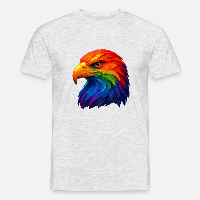 Plume de couleur Tête de pygargue à queue blanche - T-shirt homme - gris chiné
