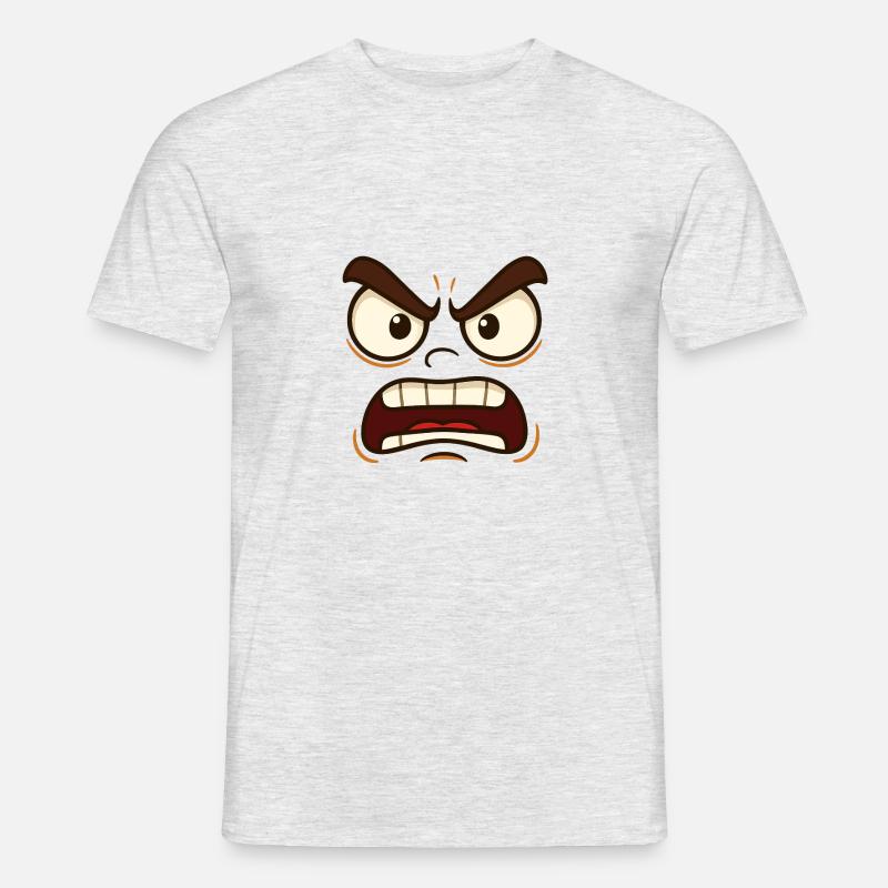Böse oder Verärgert? Jedenfalls markantes Gesicht - Männer T-Shirt - Grau meliert