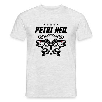 Petri Heil Fishing - Men's T-Shirt - heather grey - Front - AI Model Male 178 dark (178cm)