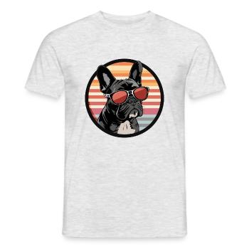 French Bulldog Dog - Men's T-Shirt - heather grey - Front - AI Model Male 178 dark (178cm)