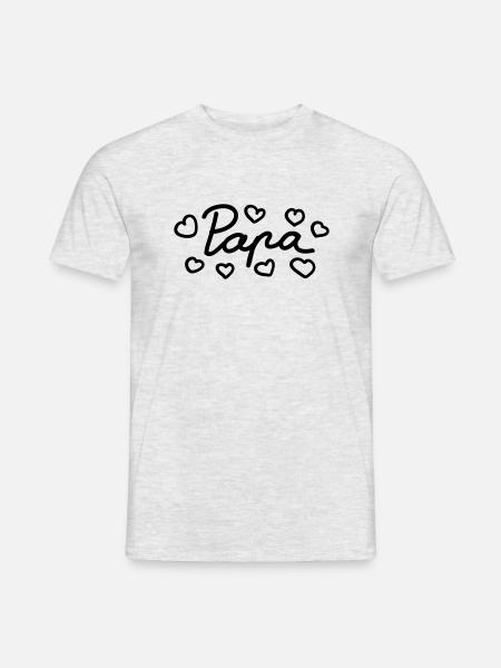 Papa - Herz - Line - Männer T-Shirt - Grau meliert