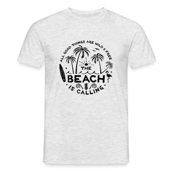 The Beach is Calling s - Männer T-Shirt - Grau meliert - Vorne - AI Model Male 178 dark (178cm)