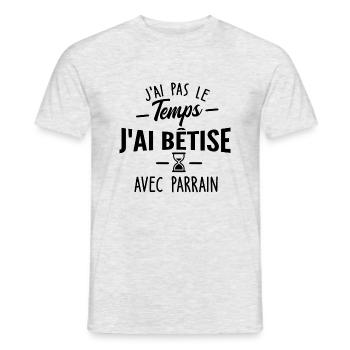 j'ai pas le temps j'ai bêtise avec parrain - T-shirt homme - gris chiné - Devant - AI Model Male 178 dark (178cm)