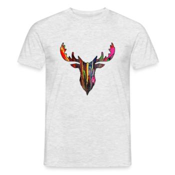 Deer Black Forest Colorful * Street art * Jack Joblin - Men's T-Shirt - heather grey - Front - AI Model Male 178 dark (178cm)