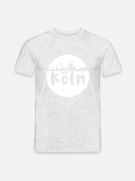 Köln, skyline, scherenschnitt, Logo, weiss - Männer T-Shirt - Grau meliert