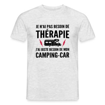 thérapie et camping-car / humour camping-car - T-shirt homme - gris chiné - Devant - AI Model Male 178 dark (178cm)