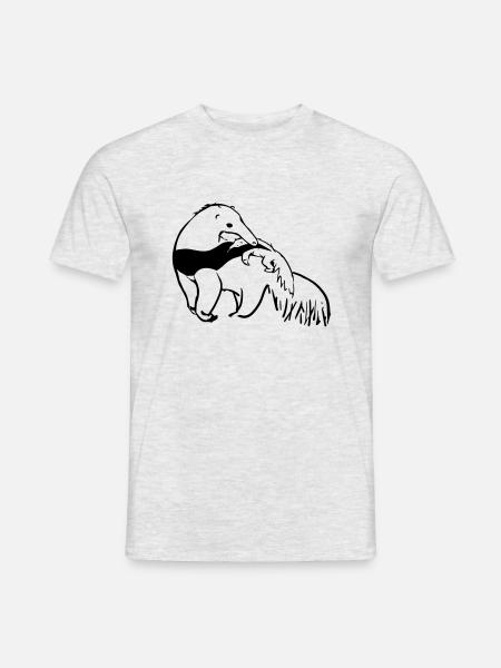Ameisenbär Mutter mit Baby - Männer T-Shirt - Grau meliert