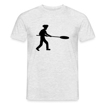Pizzaschieber Pizzabäcker Silhouette - Männer T-Shirt - Grau meliert - Vorne - AI Model Male 178 dark (178cm)