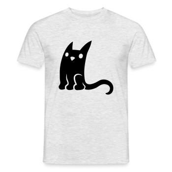 Petit chat mignon noir - T-shirt homme - gris chiné - Devant - AI Model Male 178 dark (178cm)