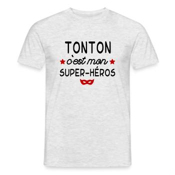 Tonton c est mon super héros - T-shirt homme - gris chiné - Devant - AI Model Male 178 dark (178cm)