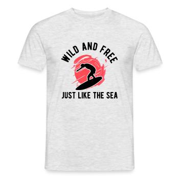 Surfen Wellenreiten Für Surfing - Männer T-Shirt - Grau meliert - Vorne - AI Model Male 178 dark (178cm)
