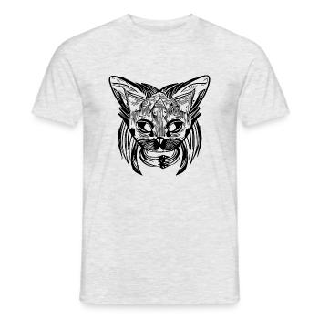 Illustration of a portrait of a cat, vector - Men's T-Shirt - heather grey - Front - AI Model Male 178 dark (178cm)
