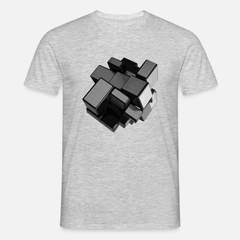 Silver-grey unstructured cube in perspective - Men's T-Shirt - heather grey