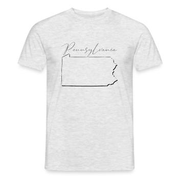 Pennsylvania State Map as Outline PA - Men's T-Shirt - heather grey - Front - AI Model Male 178 dark (178cm)