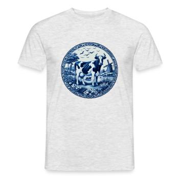 Delft blue cow - Men's T-Shirt - heather grey - Front - AI Model Male 178 dark (178cm)