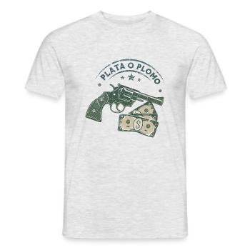 Plata o Plomo (Silber oder Blei) - Männer T-Shirt - Grau meliert - Vorne - AI Model Male 178 dark (178cm)