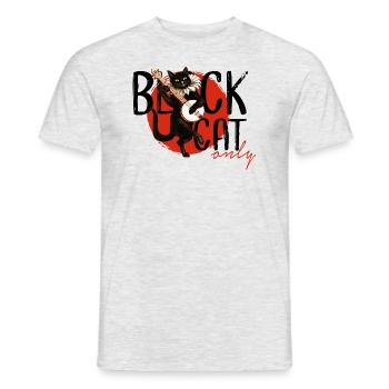 Schwarze Katze. Chat noir rétro. - Männer T-Shirt - Grau meliert - Vorne - AI Model Male 178 dark (178cm)