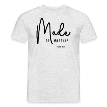 Worship with Purpose Psalm 95:1 Christian Quote - Men's T-Shirt - heather grey - Front - AI Model Male 178 dark (178cm)