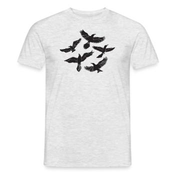 flying black ravens in the sky - Men's T-Shirt - heather grey - Front - AI Model Male 178 dark (178cm)