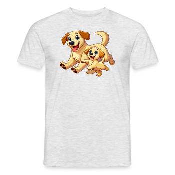 Labrador Mutter und Kind beim Herumtollen - Männer T-Shirt - Grau meliert - Vorne - AI Model Male 178 dark (178cm)