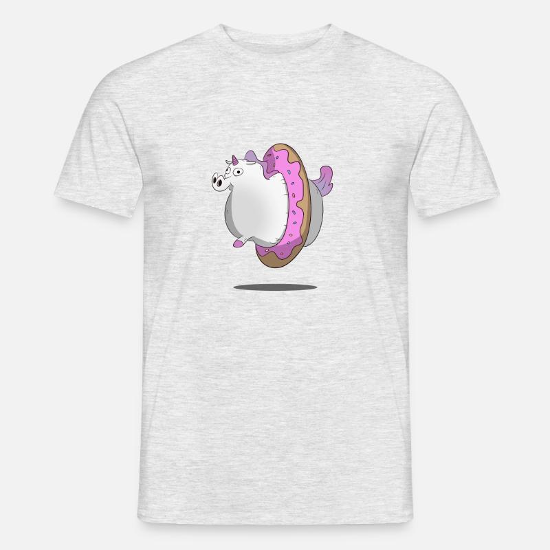 Unicorn / Einhorn - Donut - Männer T-Shirt - Grau meliert
