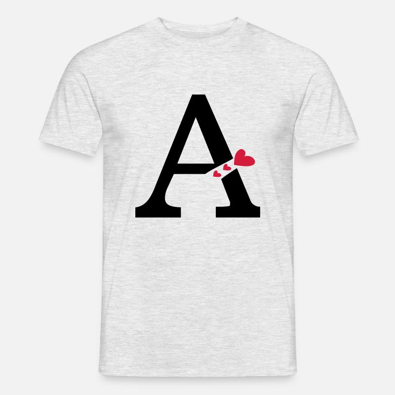 Großbuchstabe A mit Herzen - Männer T-Shirt - Grau meliert