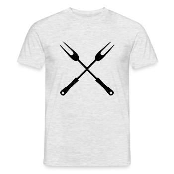 logo 2 fourchettes de barbecue çberkreuz pince à barbecue grill g - T-shirt homme - gris chiné - Devant - AI Model Male 178 dark (178cm)