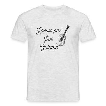 Ich kann nicht, ich habe Gitarrenhumor Geschenkidee - Männer T-Shirt - Grau meliert - Vorne - AI Model Male 178 dark (178cm)