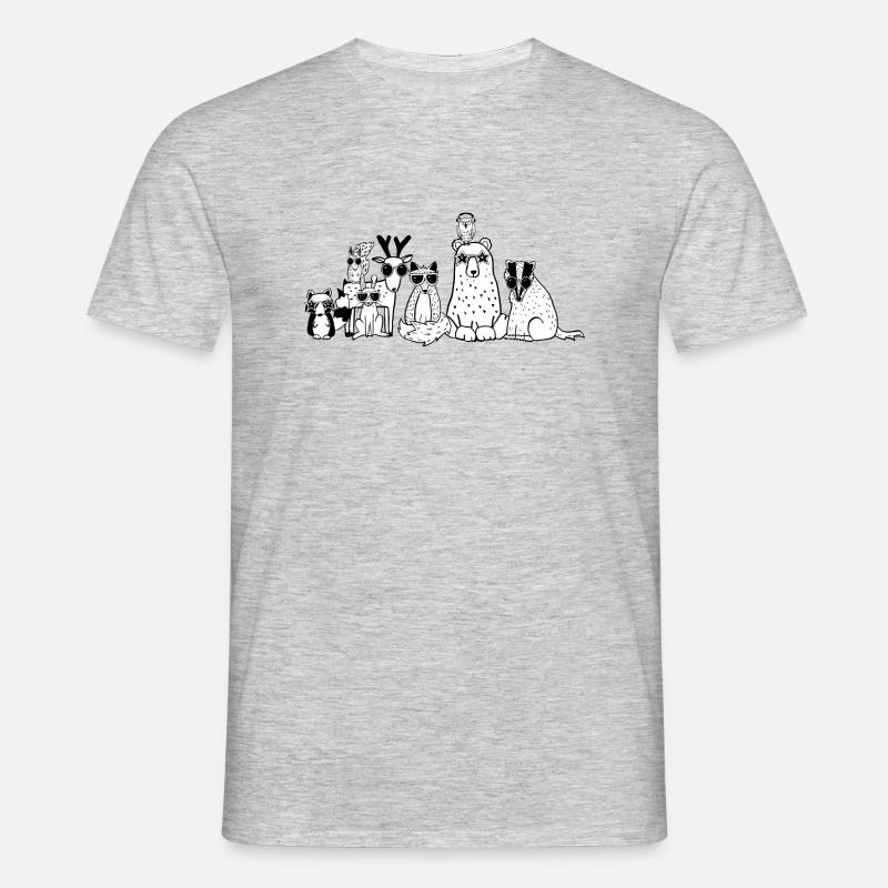 Coole Tiere aus dem Wald - Männer T-Shirt - Grau meliert