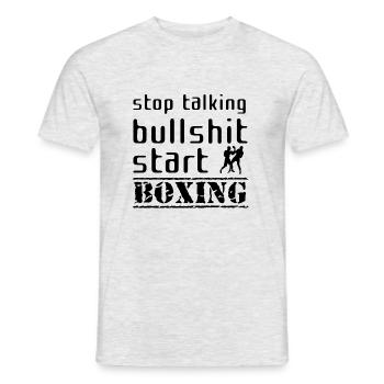 Stop talking bullshit start boxing - Men's T-Shirt - heather grey - Front - AI Model Male 178 dark (178cm)