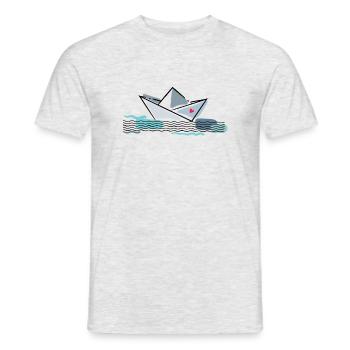 Paper ship with heart holiday by the sea - Men's T-Shirt - heather grey - Front - AI Model Male 178 dark (178cm)