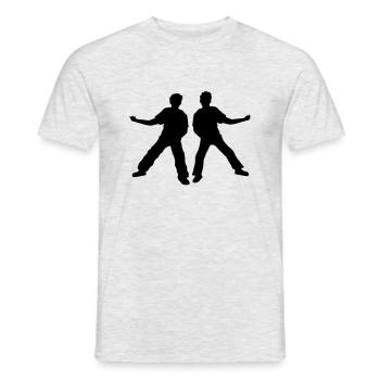 2 friends playing air guitar - Men's T-Shirt - heather grey - Front - AI Model Male 178 dark (178cm)