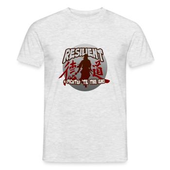 Resilient - Samurai Warrior Thema - Männer T-Shirt - Grau meliert - Vorne - AI Model Male 178 dark (178cm)