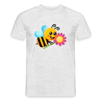 Happy Garden Bee Cartoon - Men's T-Shirt - heather grey - Front - AI Model Male 178 dark (178cm)