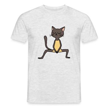 Cat fait une idée cadeau pour les amateurs de yoga yoga - T-shirt homme - gris chiné - Devant - AI Model Male 178 dark (178cm)