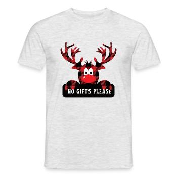 NO GIFTS PLEASE - T-shirt homme - gris chiné - Devant - AI Model Male 178 dark (178cm)