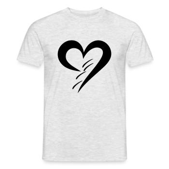 romantisches geschwungenes Herz für Valetninstag - Männer T-Shirt - Grau meliert - Vorne - AI Model Male 178 dark (178cm)