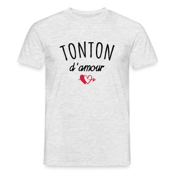 tonton d amour / cadeau humour tonton - T-shirt homme - gris chiné - Devant - AI Model Male 178 dark (178cm)