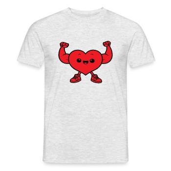Kawaii chibi cartoon muscle heart - Men's T-Shirt - heather grey - Front - AI Model Male 178 dark (178cm)