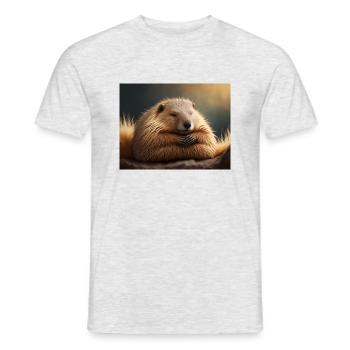 Animaux mignons en hibernation – marmotte - T-shirt homme - gris chiné - Devant - AI Model Male 178 dark (178cm)