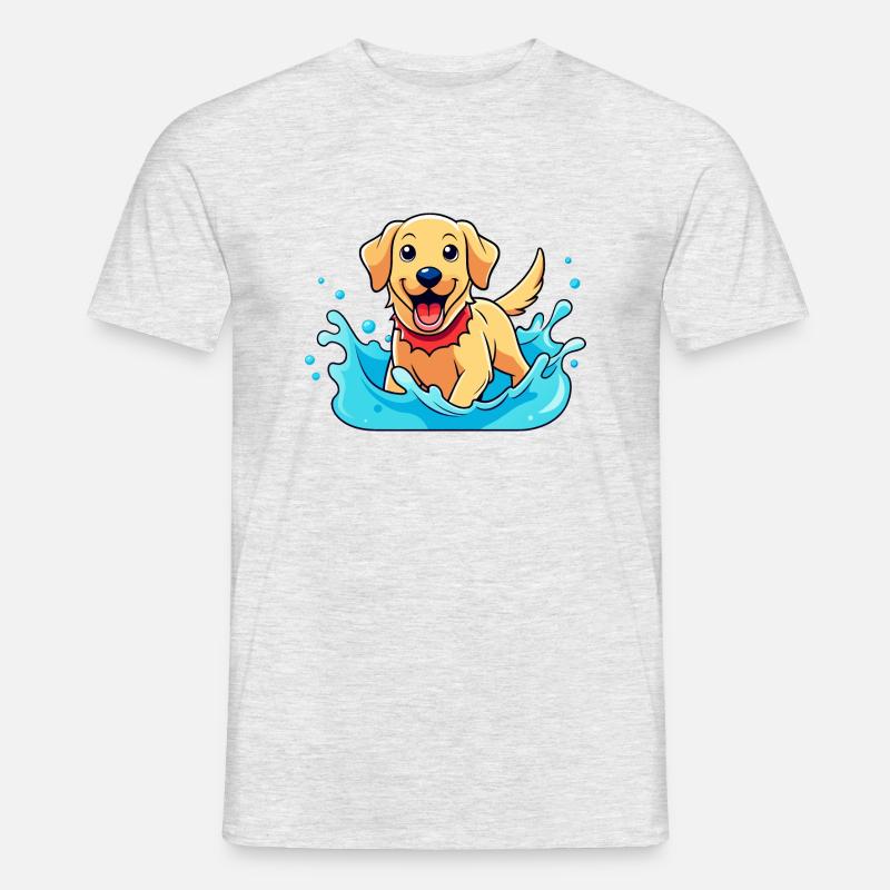 Joyeux Labrador Retriever éclaboussant dans l’Art de la piscine - T-shirt homme - gris chiné