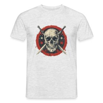 Totenkopf Schwerter Skull - Männer T-Shirt - Grau meliert - Vorne - AI Model Male 178 dark (178cm)