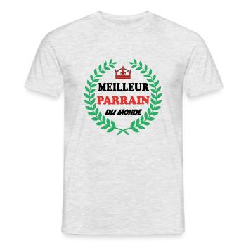 MEILLEUR PARRAIN DU MONDE - T-shirt homme - gris chiné - Devant - AI Model Male 178 dark (178cm)