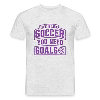 La vie est comme le football, vous avez besoin de buts - T-shirt homme - gris chiné - Devant - AI Model Male 178 dark (178cm)
