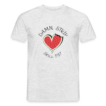 "DAMN STRIP" - Men's T-Shirt - heather grey - Front - AI Model Male 178 dark (178cm)