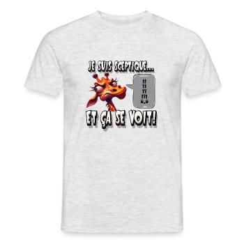 Je suis sceptique, et ça se voit ! - T-shirt homme - gris chiné - Devant - AI Model Male 178 dark (178cm)