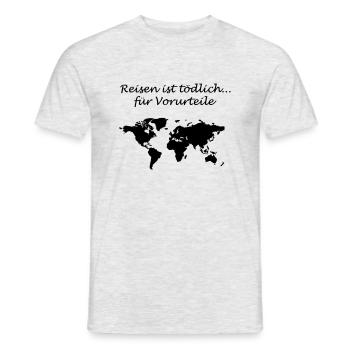 Reisen ist tödlich - Männer T-Shirt - Grau meliert - Vorne - AI Model Male 178 dark (178cm)