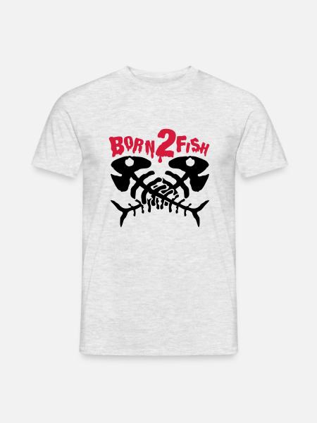 fish_born_to_fish_dx2 - T-shirt homme - gris chiné