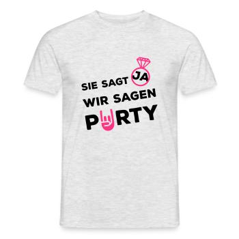 sie sagt ja wir party ring - Männer T-Shirt - Grau meliert - Vorne - AI Model Male 178 dark (178cm)